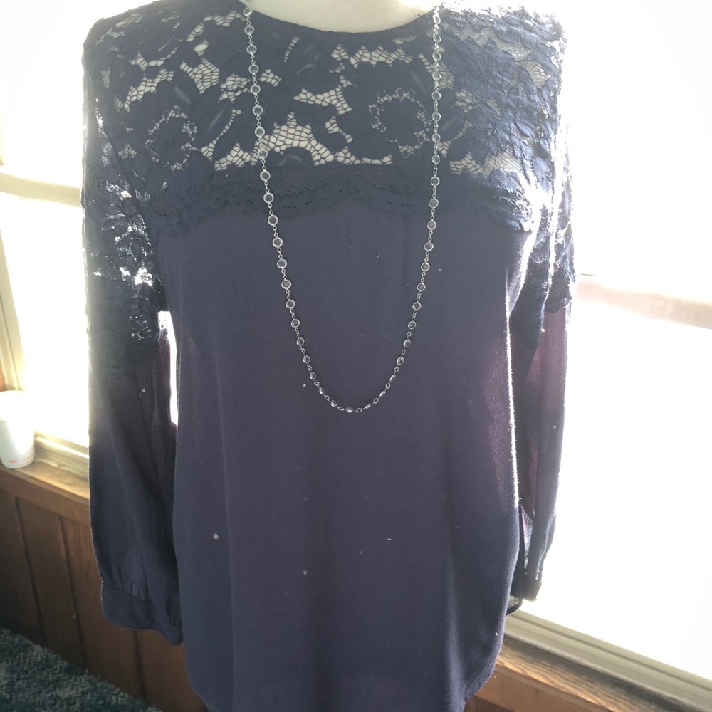 Indigo Lace Top L/S Blouse! - Picture 3 of 8